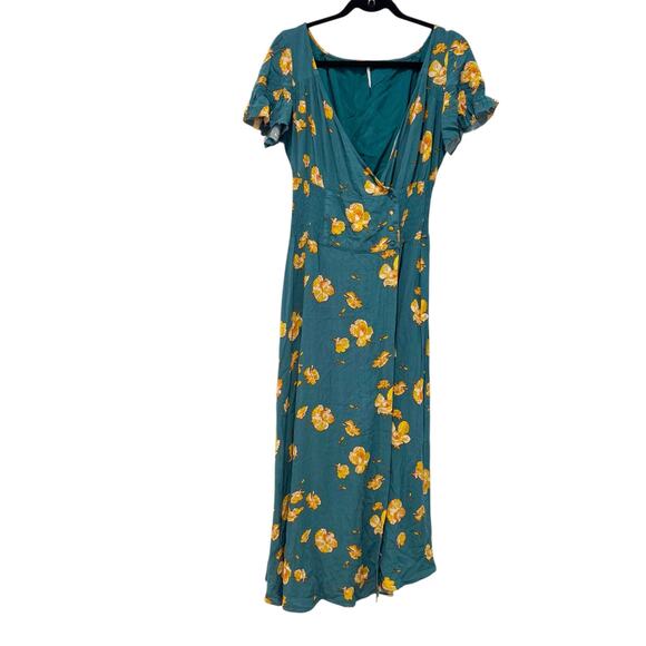 Free People Floral Printed So Sweetly Wrap Dress Juniper Combo Size Small - Picture 9 of 13
